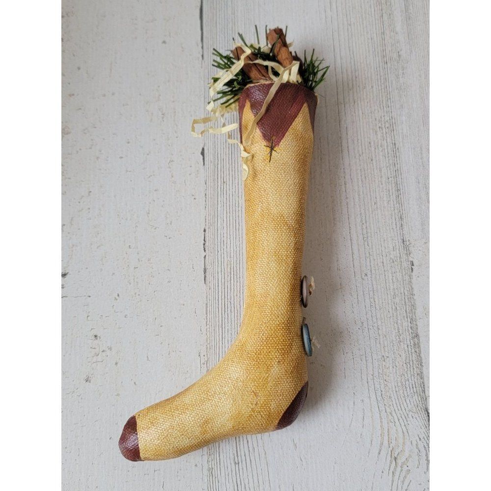 Vintage stocking‎ cinnamon mistletoe ornament Xmas decor